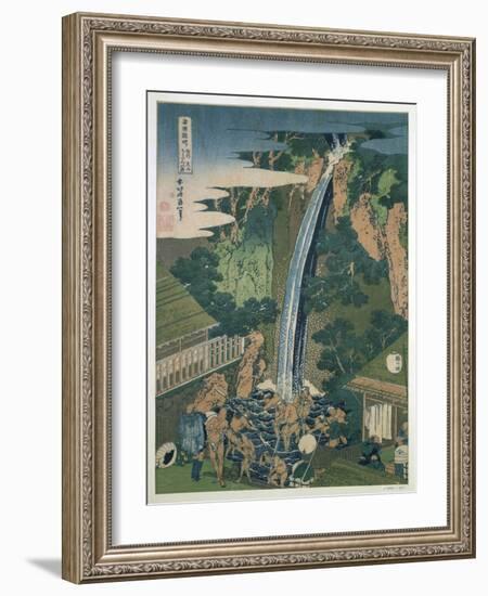 Waterfall of Roben, Oyama, Japan, 1827-Katsushika Hokusai-Framed Giclee Print