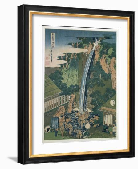 Waterfall of Roben, Oyama, Japan, 1827-Katsushika Hokusai-Framed Giclee Print