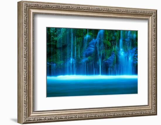 Waterfall on a cliff, Mossbrae Falls, Sacramento River, Shasta Cascade, Dunsmuir, California, USA-null-Framed Photographic Print