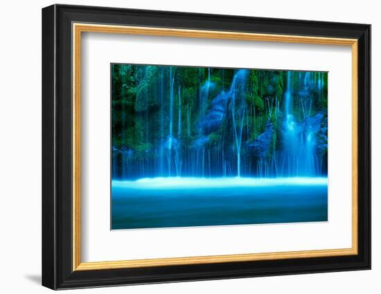 Waterfall on a cliff, Mossbrae Falls, Sacramento River, Shasta Cascade, Dunsmuir, California, USA-null-Framed Photographic Print