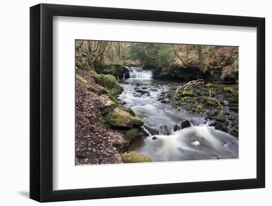 Waterfall on Harden Beck in Goitstock Wood, Cullingworth, Yorkshire, England, UK-Mark Sunderland-Framed Photographic Print