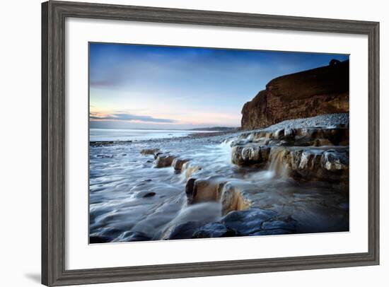 Waterfall on Monknash Beach-Ann Clark Landscapes-Framed Photographic Print