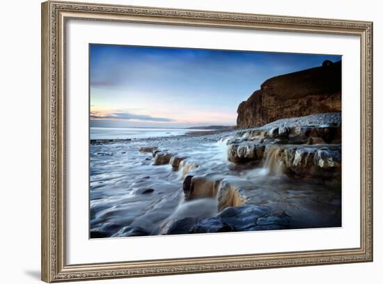 Waterfall on Monknash Beach-Ann Clark Landscapes-Framed Photographic Print