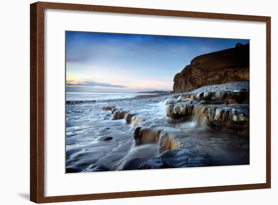 Waterfall on Monknash Beach-Ann Clark Landscapes-Framed Photographic Print