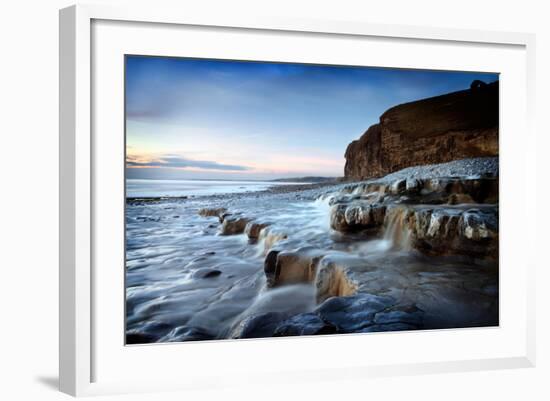 Waterfall on Monknash Beach-Ann Clark Landscapes-Framed Photographic Print