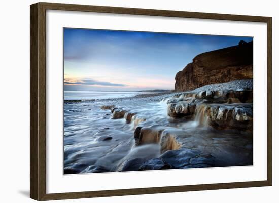 Waterfall on Monknash Beach-Ann Clark Landscapes-Framed Photographic Print