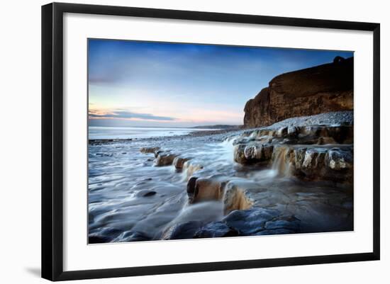 Waterfall on Monknash Beach-Ann Clark Landscapes-Framed Photographic Print