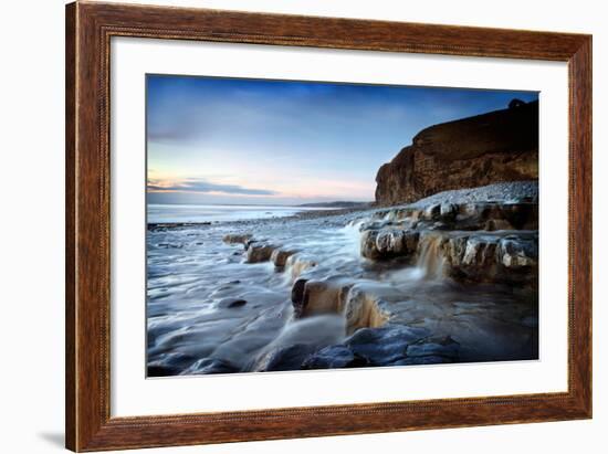 Waterfall on Monknash Beach-Ann Clark Landscapes-Framed Photographic Print