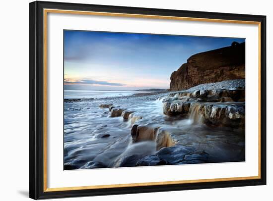 Waterfall on Monknash Beach-Ann Clark Landscapes-Framed Photographic Print