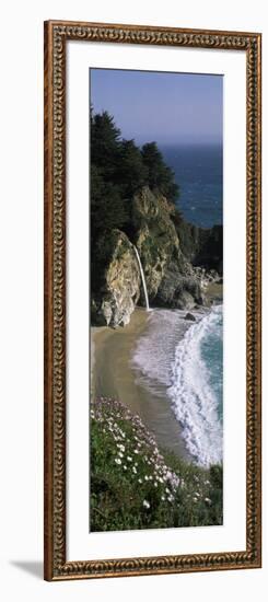 Waterfall on the Coast, Mcway Cove Waterfall, Julia Pfeiffer Burns State Park, Monterey County-null-Framed Photographic Print