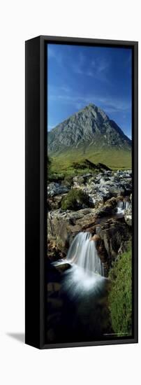 Waterfall on the River Coupall with Buachaille Etive Mor in Background, Western Highlands, Scotland-Lee Frost-Framed Premier Image Canvas