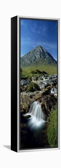 Waterfall on the River Coupall with Buachaille Etive Mor in Background, Western Highlands, Scotland-Lee Frost-Framed Premier Image Canvas