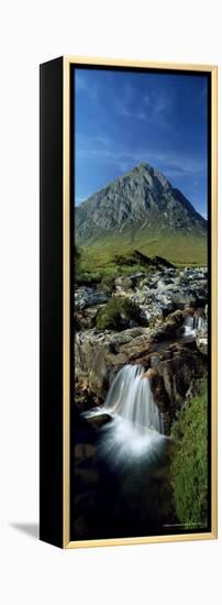 Waterfall on the River Coupall with Buachaille Etive Mor in Background, Western Highlands, Scotland-Lee Frost-Framed Premier Image Canvas