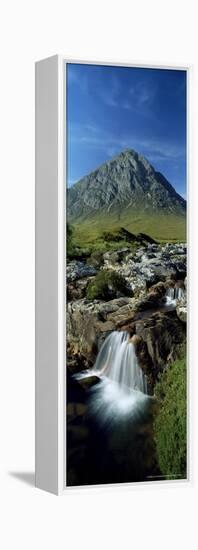 Waterfall on the River Coupall with Buachaille Etive Mor in Background, Western Highlands, Scotland-Lee Frost-Framed Premier Image Canvas