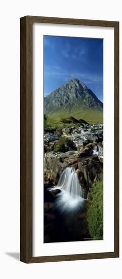 Waterfall on the River Coupall with Buachaille Etive Mor in Background, Western Highlands, Scotland-Lee Frost-Framed Photographic Print