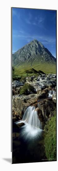Waterfall on the River Coupall with Buachaille Etive Mor in Background, Western Highlands, Scotland-Lee Frost-Mounted Photographic Print