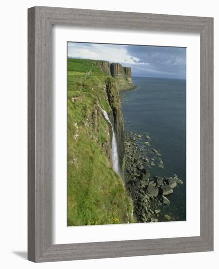 Waterfall over Cliff into the Sea, the Kilt Rock, Isle of Skye, Scotland, United Kingdom, Europe-David Hughes-Framed Photographic Print