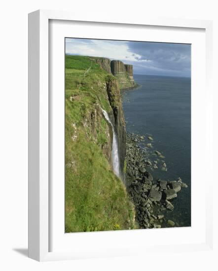 Waterfall over Cliff into the Sea, the Kilt Rock, Isle of Skye, Scotland, United Kingdom, Europe-David Hughes-Framed Photographic Print