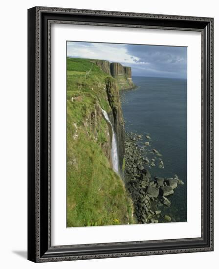 Waterfall over Cliff into the Sea, the Kilt Rock, Isle of Skye, Scotland, United Kingdom, Europe-David Hughes-Framed Photographic Print