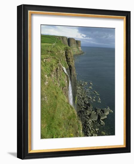 Waterfall over Cliff into the Sea, the Kilt Rock, Isle of Skye, Scotland, United Kingdom, Europe-David Hughes-Framed Photographic Print