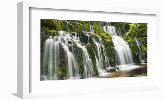 Waterfall Purakaunui Falls, New Zealand-Frank Krahmer-Framed Art Print