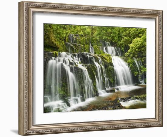 Waterfall Purakaunui Falls, New Zealand-Frank Krahmer-Framed Art Print