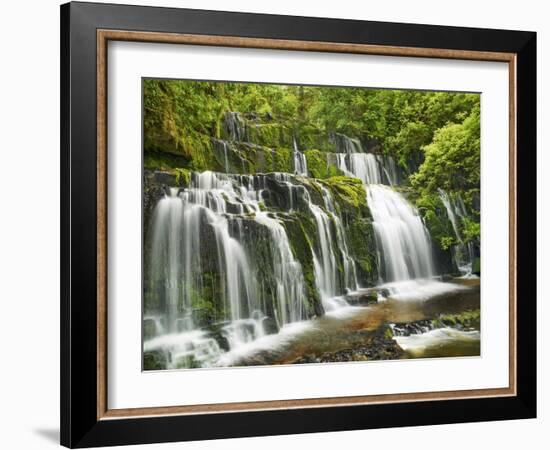 Waterfall Purakaunui Falls, New Zealand-Frank Krahmer-Framed Art Print