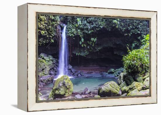 Waterfall Splashing in the Emerald Pool in Dominica, West Indies, Caribbean, Central America-Michael Runkel-Framed Premier Image Canvas