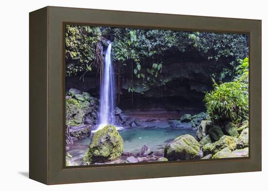 Waterfall Splashing in the Emerald Pool in Dominica, West Indies, Caribbean, Central America-Michael Runkel-Framed Premier Image Canvas