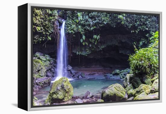 Waterfall Splashing in the Emerald Pool in Dominica, West Indies, Caribbean, Central America-Michael Runkel-Framed Premier Image Canvas
