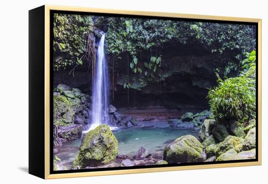 Waterfall Splashing in the Emerald Pool in Dominica, West Indies, Caribbean, Central America-Michael Runkel-Framed Premier Image Canvas