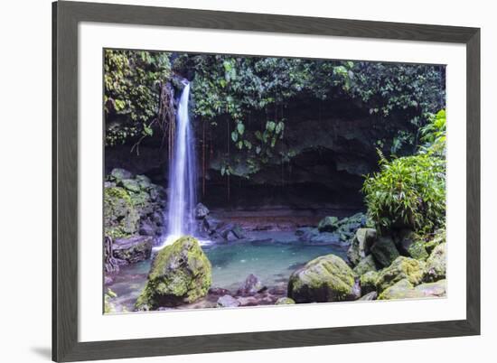 Waterfall Splashing in the Emerald Pool in Dominica, West Indies, Caribbean, Central America-Michael Runkel-Framed Photographic Print