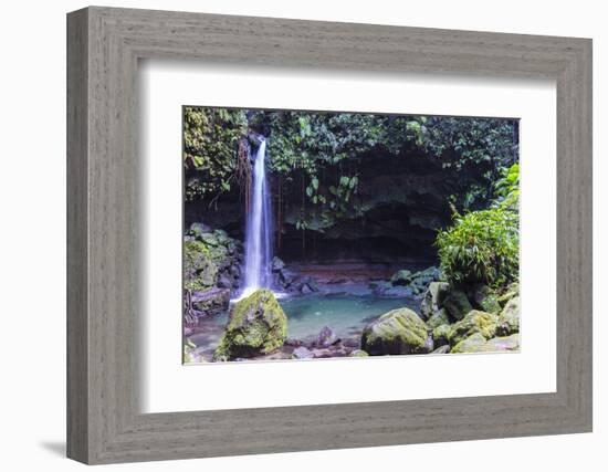 Waterfall Splashing in the Emerald Pool in Dominica, West Indies, Caribbean, Central America-Michael Runkel-Framed Photographic Print