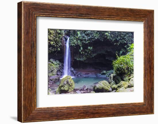 Waterfall Splashing in the Emerald Pool in Dominica, West Indies, Caribbean, Central America-Michael Runkel-Framed Photographic Print