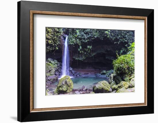 Waterfall Splashing in the Emerald Pool in Dominica, West Indies, Caribbean, Central America-Michael Runkel-Framed Photographic Print