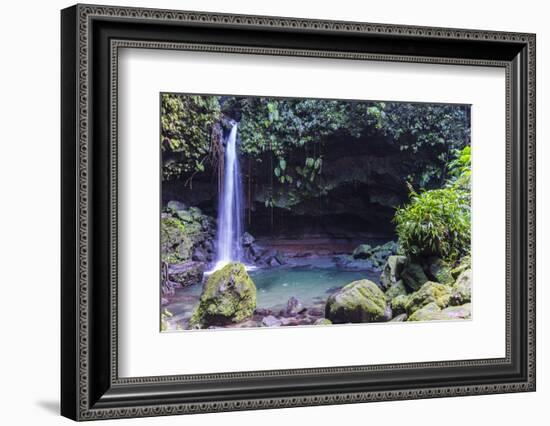 Waterfall Splashing in the Emerald Pool in Dominica, West Indies, Caribbean, Central America-Michael Runkel-Framed Photographic Print