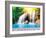 Waterfall with Wood Bridge-Nachai-Framed Photographic Print