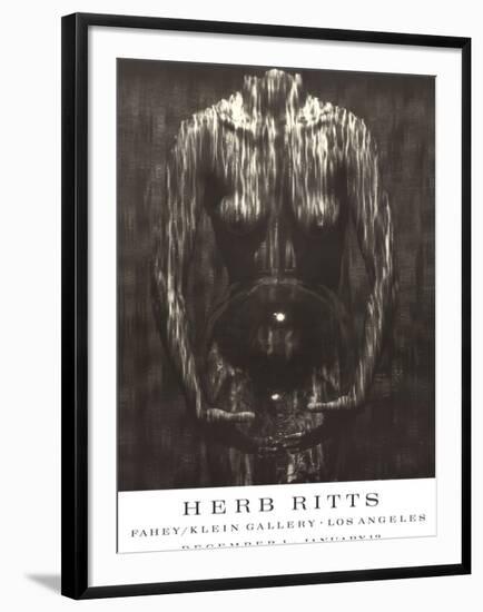 Waterfall, Woman with Sphere (1984)-Herb Ritts-Framed Art Print