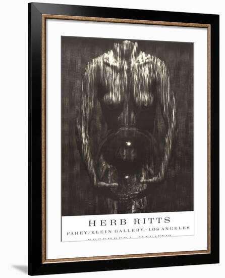 Waterfall, Woman with Sphere (1984)-Herb Ritts-Framed Art Print