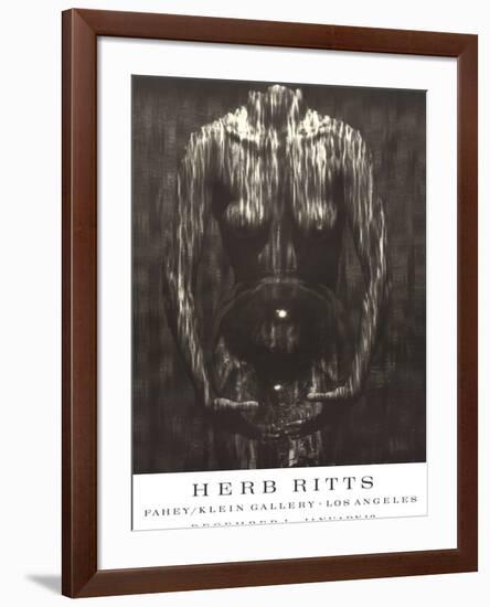 Waterfall, Woman with Sphere (1984)-Herb Ritts-Framed Art Print