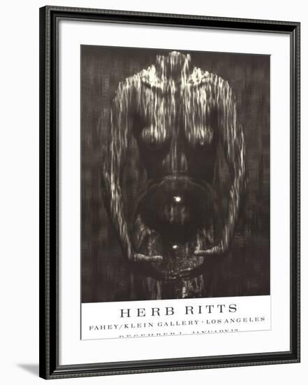 Waterfall, Woman with Sphere (1984)-Herb Ritts-Framed Art Print