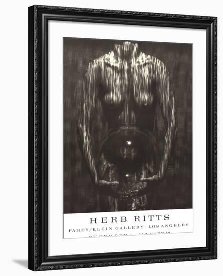 Waterfall, Woman with Sphere (1984)-Herb Ritts-Framed Art Print