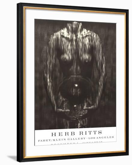Waterfall, Woman with Sphere (1984)-Herb Ritts-Framed Art Print