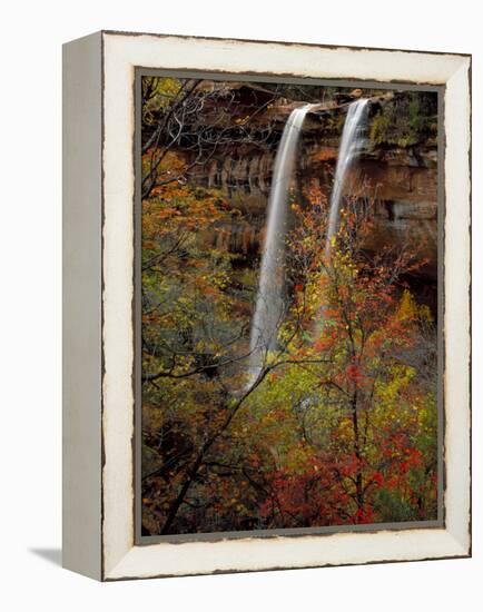 Waterfall, Zion National Park, Utah, USA-Scott T. Smith-Framed Premier Image Canvas