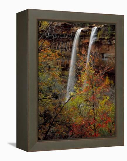 Waterfall, Zion National Park, Utah, USA-Scott T. Smith-Framed Premier Image Canvas