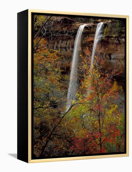 Waterfall, Zion National Park, Utah, USA-Scott T. Smith-Framed Premier Image Canvas