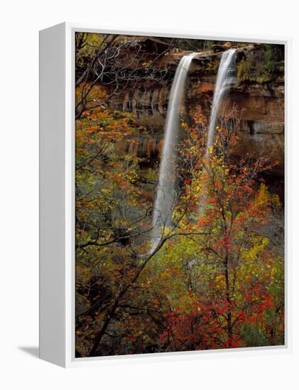 Waterfall, Zion National Park, Utah, USA-Scott T. Smith-Framed Premier Image Canvas