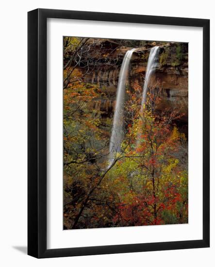 Waterfall, Zion National Park, Utah, USA-Scott T. Smith-Framed Photographic Print