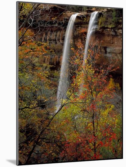 Waterfall, Zion National Park, Utah, USA-Scott T. Smith-Mounted Photographic Print