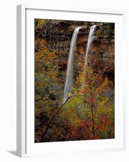 Waterfall, Zion National Park, Utah, USA-Scott T. Smith-Framed Photographic Print